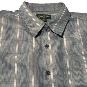 DAVID TAYLOR MENS LUXURY MICROFIBER BLUE STRIPE CHECK‎ SHORT SLEEVE BUTTON LARGE